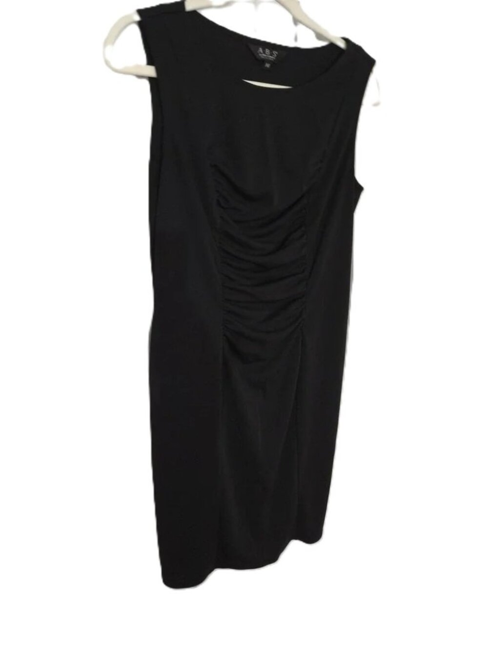 ABS by Allen Schwartz Black Ruched Cocktail Dress Petite Medium Sleeveless